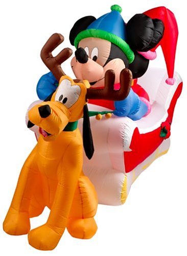 Gemmy Inflatable Christmas Lawn Decoration - Mickey, Minnie and Pluto in Sleigh