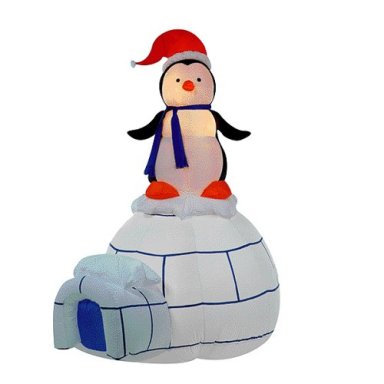 Inflatable Christmas Lawn Decoration - 8 Feet Penguin on Igloo