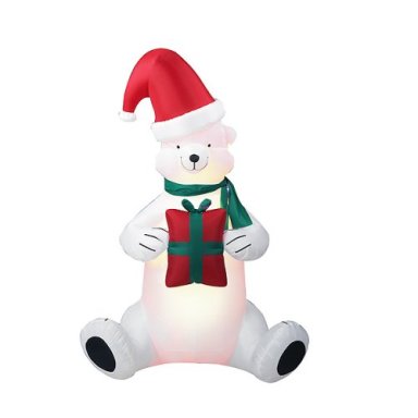 Inflatable Christmas Lawn Decoration - 8 Feet Polar Bear with Gift