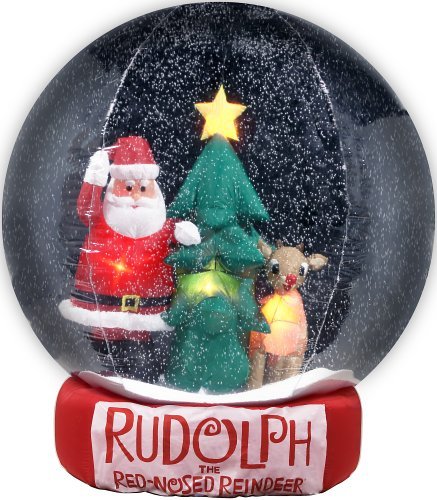 Gemmy Inflatable Christmas SnowGlobe - 8 Feet Rudolph and Santa